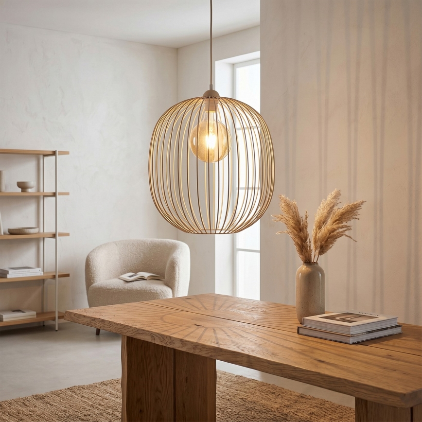 Lampada a sospensione su cavo DESTELLO 1xE27/15W/230V Ø 33 cm beige