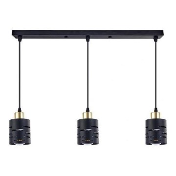 Lampada a sospensione su cavo ELEN 3xE27/35W/230V nero/oro