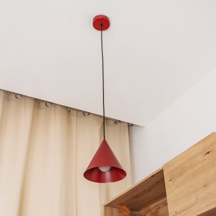 Lampada a sospensione su cavo ETNA 1xE27/15W/230V Ø 18,5 cm rossa