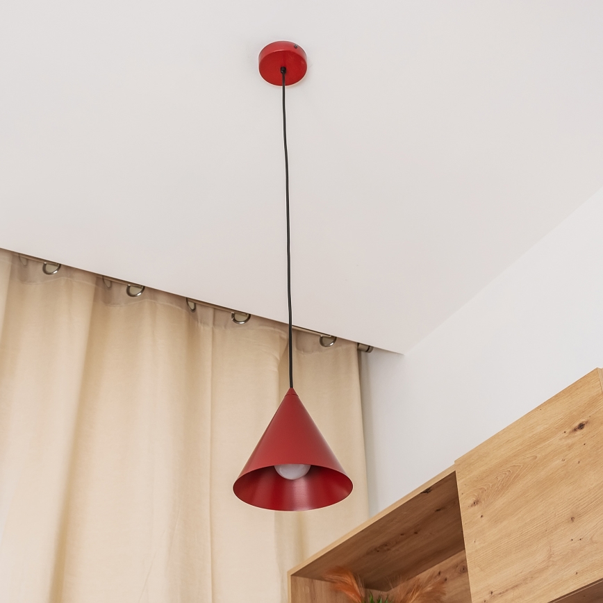 Lampada a sospensione su cavo ETNA 1xE27/15W/230V Ø 18,5 cm rossa