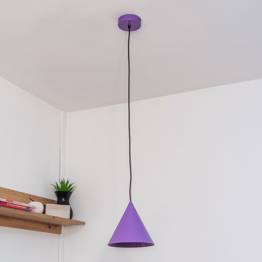 Lampada a sospensione su cavo ETNA 1xE27/15W/230V Ø 18,5 cm viola