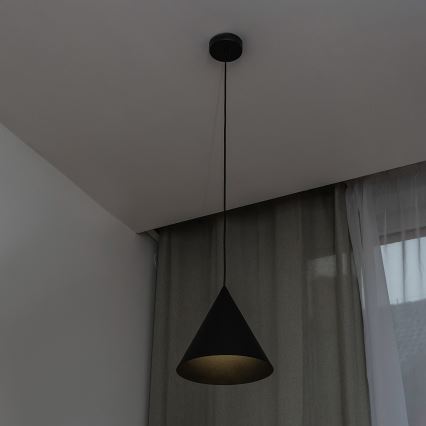 Lampada a sospensione su cavo ETNA 1xE27/15W/230V Ø 25 cm nera