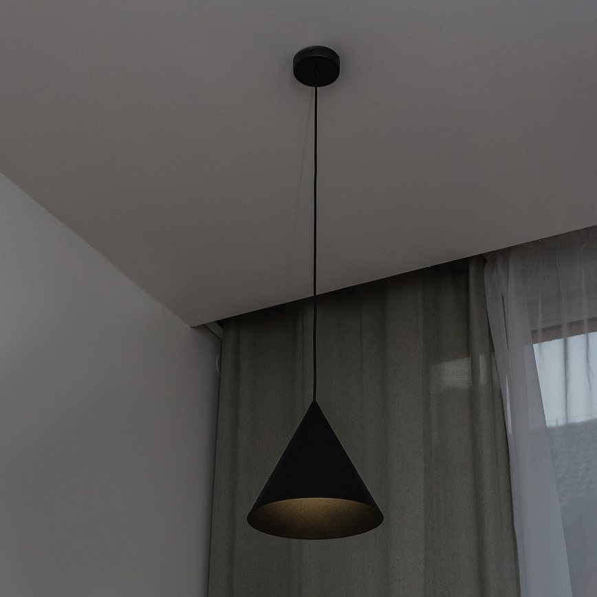 Lampada a sospensione su cavo ETNA 1xE27/15W/230V Ø 25 cm nera