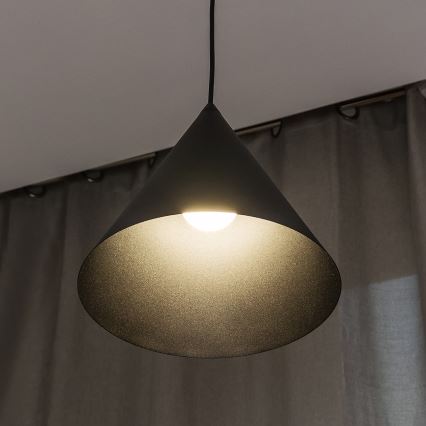 Lampada a sospensione su cavo ETNA 1xE27/15W/230V Ø 25 cm nera