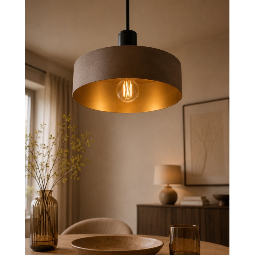 Lampada a sospensione su cavo HAKI 1xE27/60W/230V marrone/nero