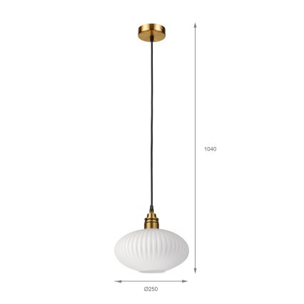 Lampada a sospensione su cavo HECTOR 1xE27/15W/230V bianco/ottone Ø 25 cm