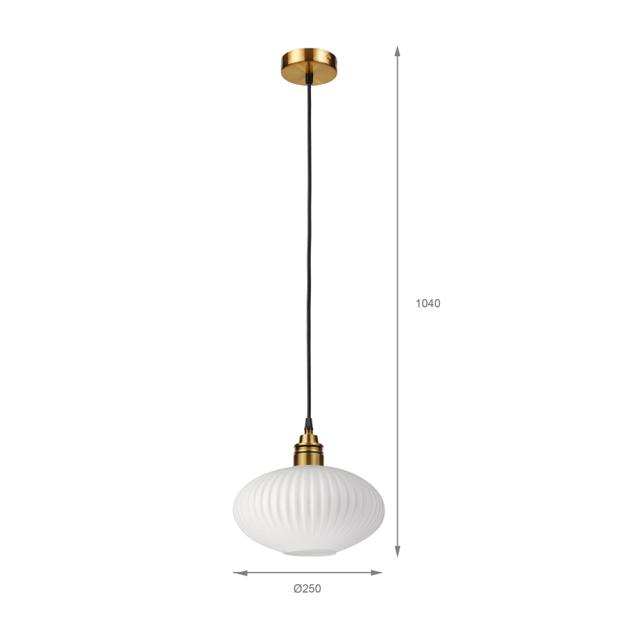 Lampada a sospensione su cavo HECTOR 1xE27/15W/230V bianco/ottone Ø 25 cm