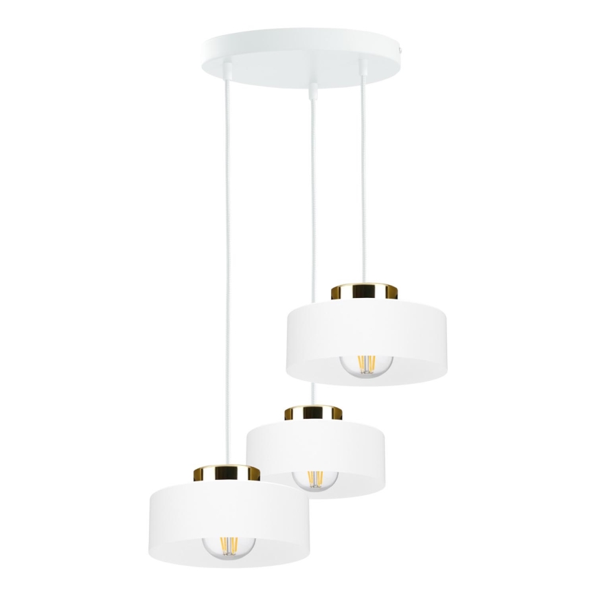Lampada a sospensione su cavo IGNIA 3xE27/60W/230V bianco