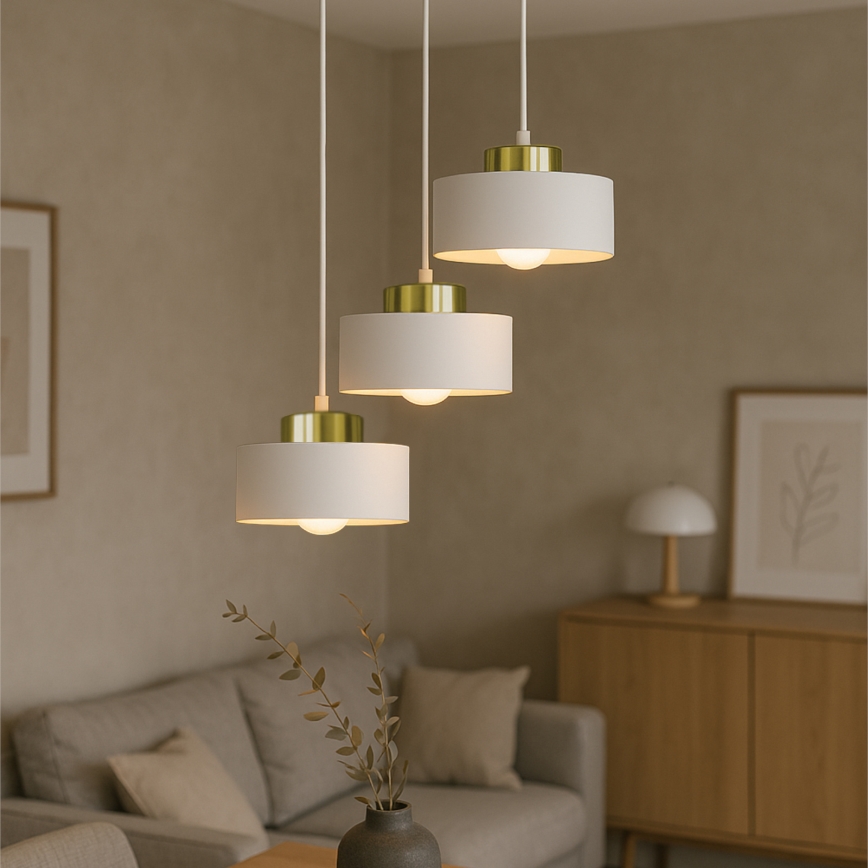 Lampada a sospensione su cavo IGNIA 3xE27/60W/230V bianco