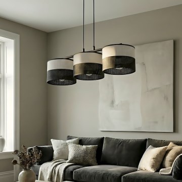 Lampada a sospensione su cavo KARBON 3xE27/15W/230V nero/grigio