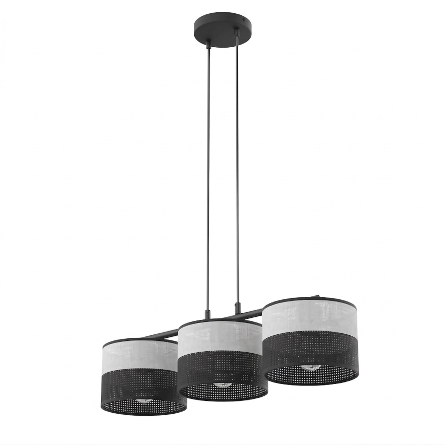 Lampada a sospensione su cavo KARBON 3xE27/15W/230V nero/grigio