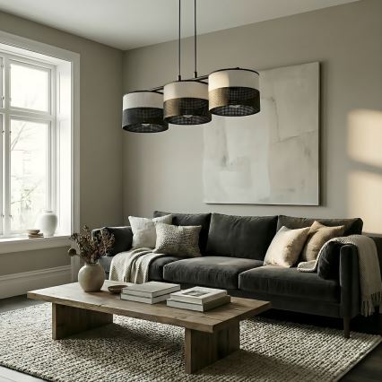 Lampada a sospensione su cavo KARBON 3xE27/15W/230V nero/grigio
