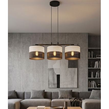Lampada a sospensione su cavo KARBON 3xE27/15W/230V nero/grigio