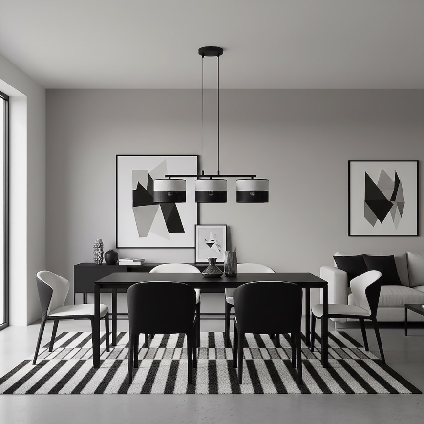 Lampada a sospensione su cavo KARBON 3xE27/15W/230V nero/grigio