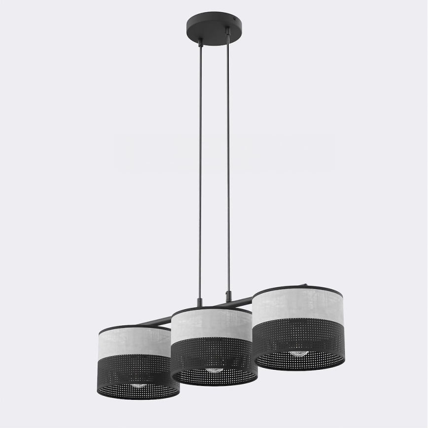 Lampada a sospensione su cavo KARBON 3xE27/15W/230V nero/grigio