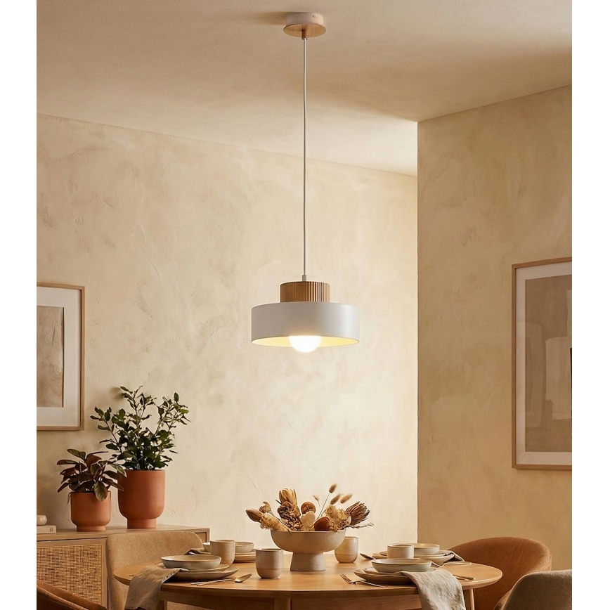 Lampada a sospensione su cavo KIVI 1xE27/15W/230V bianca