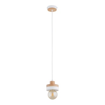 Lampada a sospensione su cavo LARSO 1xE27/15W/230V bianco/beige