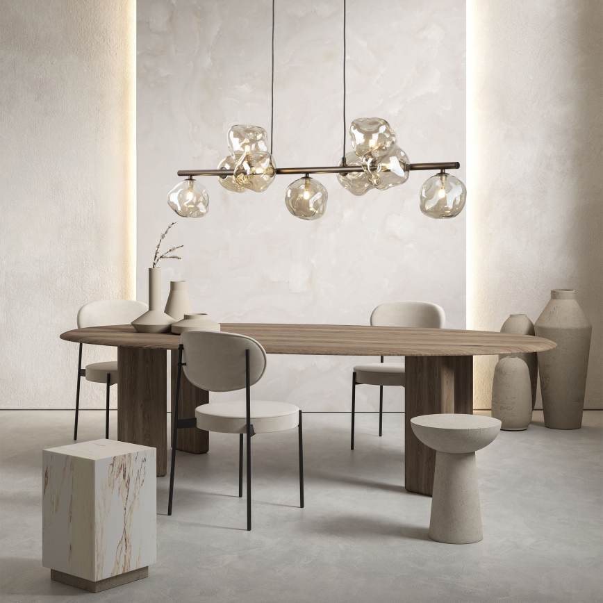 Lampada a sospensione su cavo LAVA 9xG9/8W/230V bronzo/beige fumé