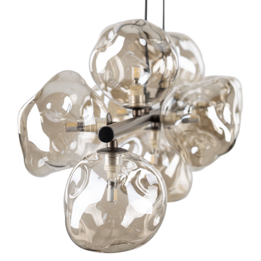 Lampada a sospensione su cavo LAVA 9xG9/8W/230V bronzo/beige fumé