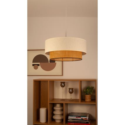Lampada a sospensione su cavo NATIA 1xE27/60W/230V bianco/marrone