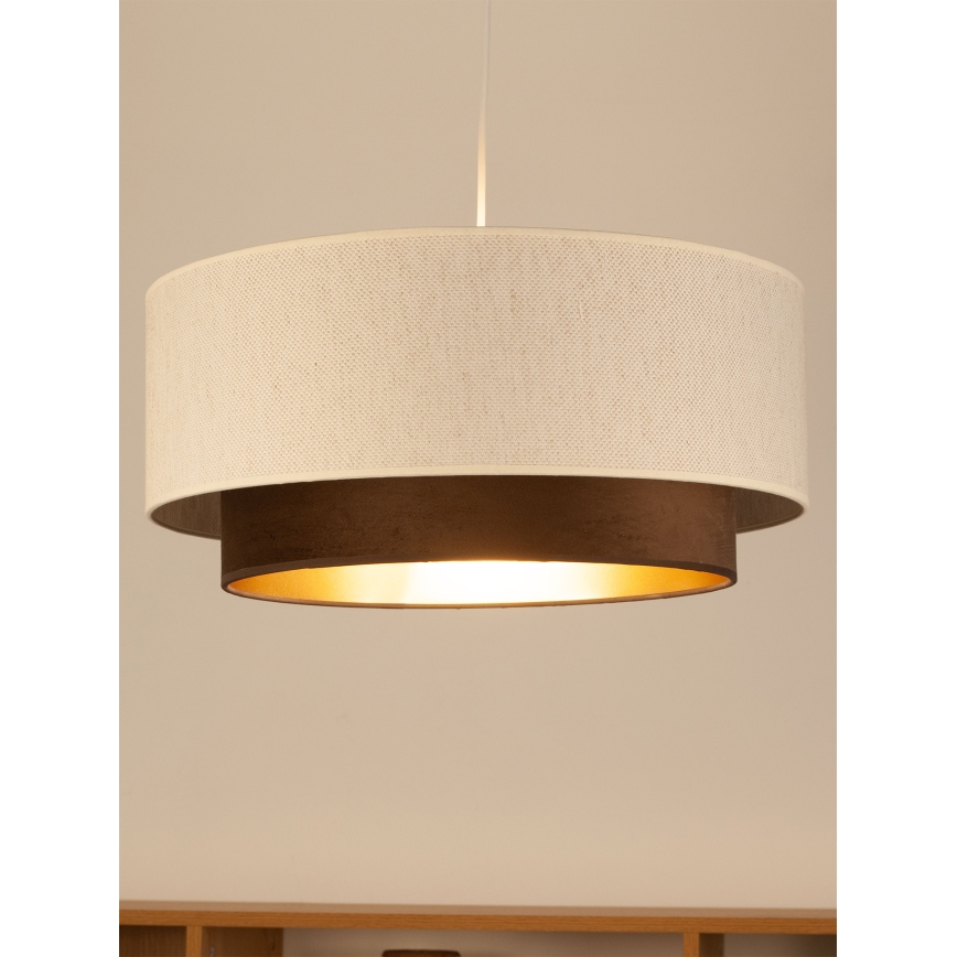 Lampada a sospensione su cavo NATIA 1xE27/60W/230V Ø 45 cm bianco/marrone