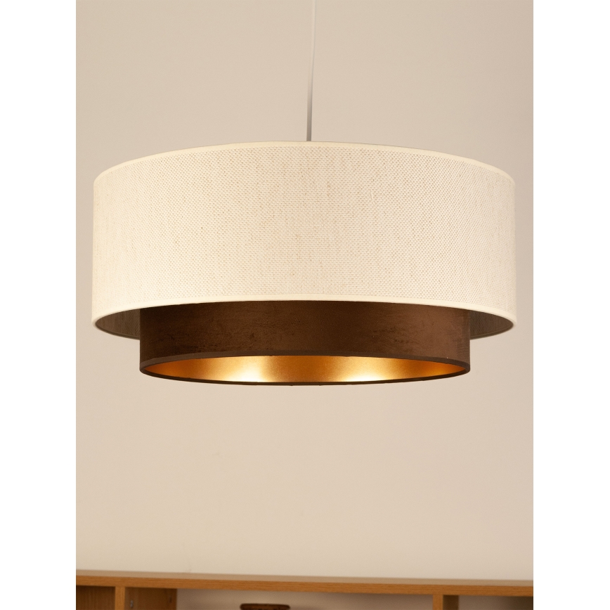 Lampada a sospensione su cavo NATIA 1xE27/60W/230V Ø 45 cm bianco/marrone