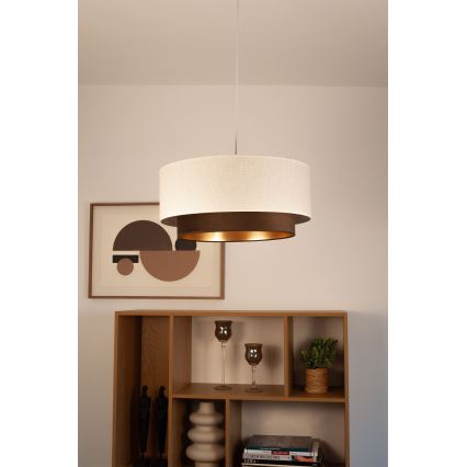Lampada a sospensione su cavo NATIA 1xE27/60W/230V Ø 45 cm bianco/marrone
