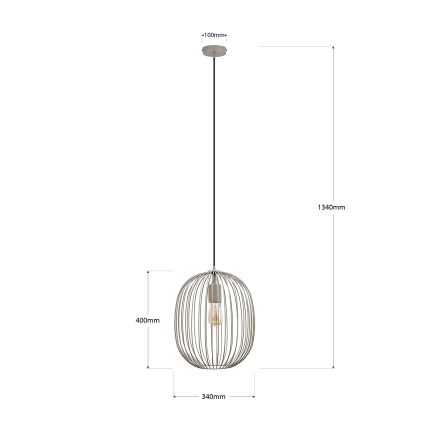 Lampada a sospensione su cavo OVELLA 1xE27/15W/230V Ø 34 cm, grigio