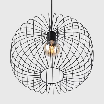 Lampada a sospensione su cavo OVELLA 1xE27/15W/230V Ø 46 cm nero