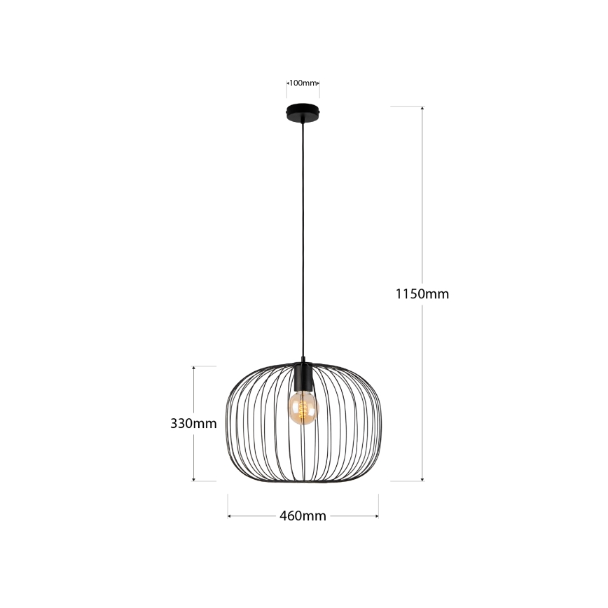 Lampada a sospensione su cavo OVELLA 1xE27/15W/230V Ø 46 cm nero
