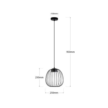 Lampada a sospensione su cavo OVELLA 1xGX53/10W/230V Ø 25 cm nera
