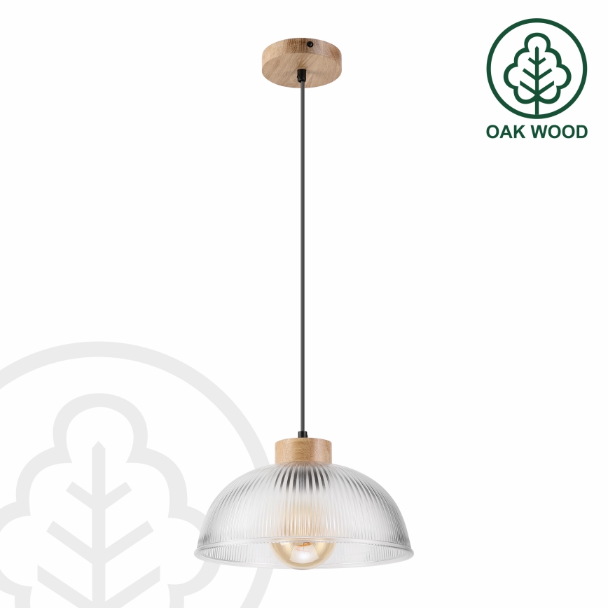 Lampada a sospensione su cavo PIA 1xE27/60W/230V Ø 30 cm rovere