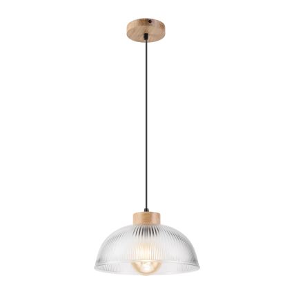 Lampada a sospensione su cavo PIA 1xE27/60W/230V Ø 30 cm rovere