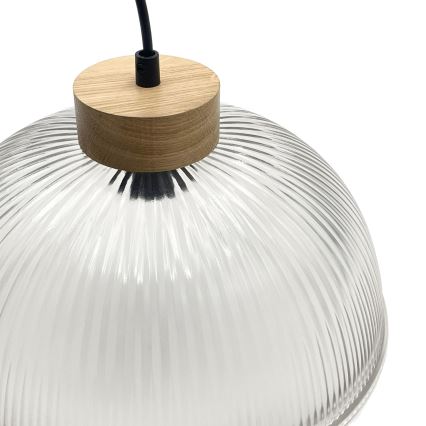 Lampada a sospensione su cavo PIA 1xE27/60W/230V Ø 30 cm rovere