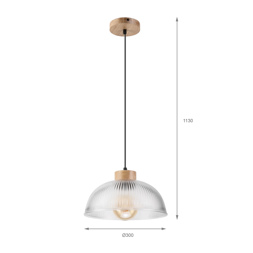 Lampada a sospensione su cavo PIA 1xE27/60W/230V Ø 30 cm rovere