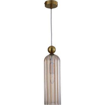 Lampada a sospensione su cavo PIEGA 1xE14/40W/230V ottone/beige fumé