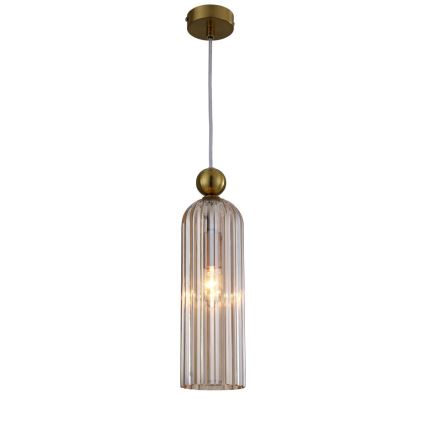 Lampada a sospensione su cavo PIEGA 1xE14/40W/230V ottone/beige fumé
