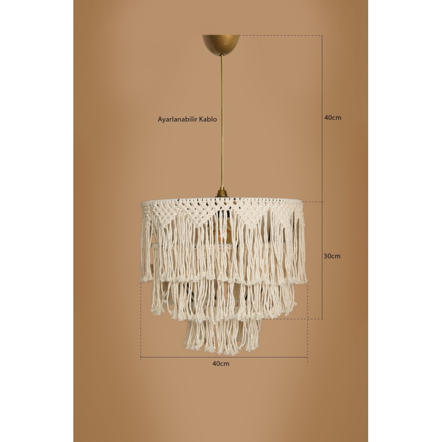 Lampada a sospensione su cavo RIMINI 1xE27/40W/230V crema