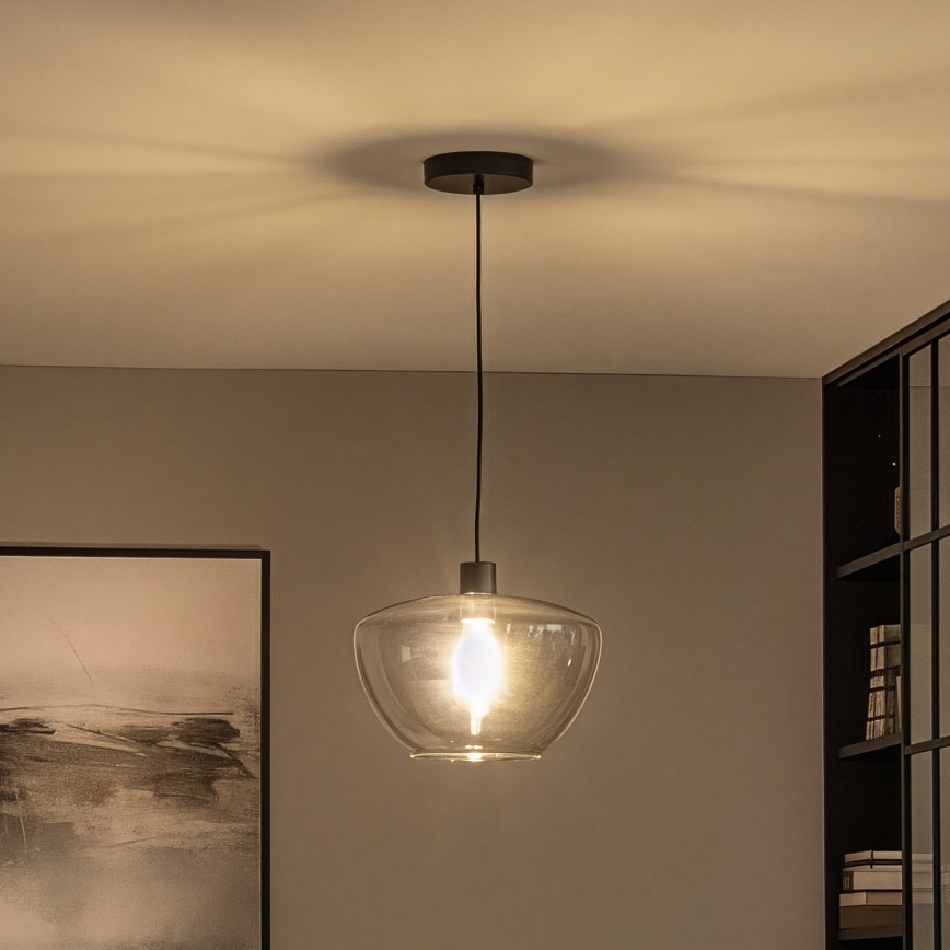 Lampada a sospensione su cavo SEVENTIES E27/40W/230V fumé/grigio