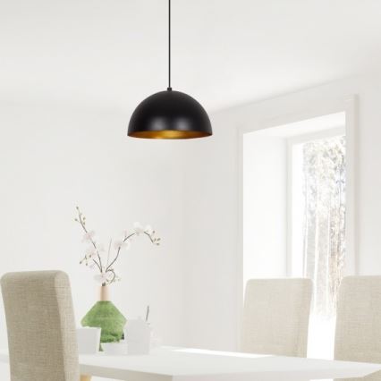 Lampada a sospensione su cavo SIVANI 1xE27/40W/230V Ø 30 cm nero/ramato