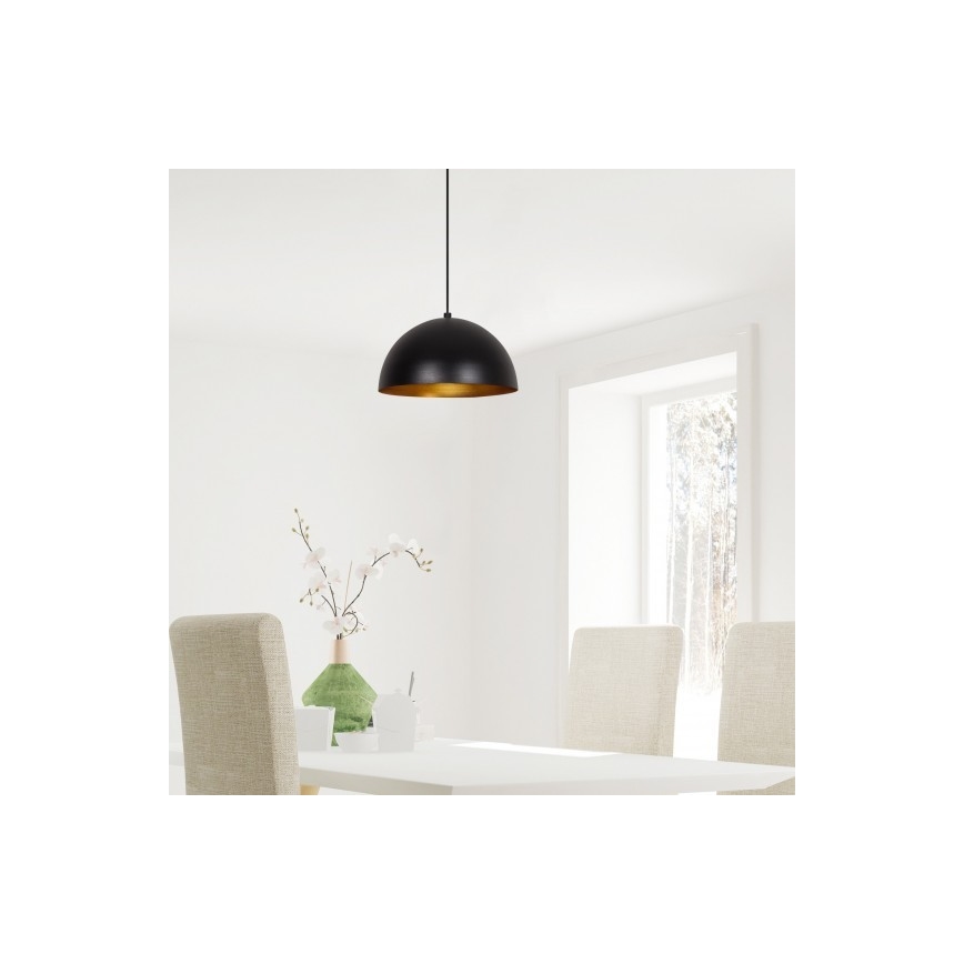 Lampada a sospensione su cavo SIVANI 1xE27/40W/230V Ø 30 cm nero/ramato