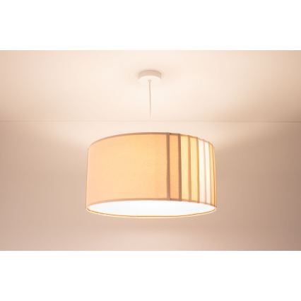 Lampada a sospensione su cavo STRIPES 1xE27/60W/230V Ø 40 cm beige
