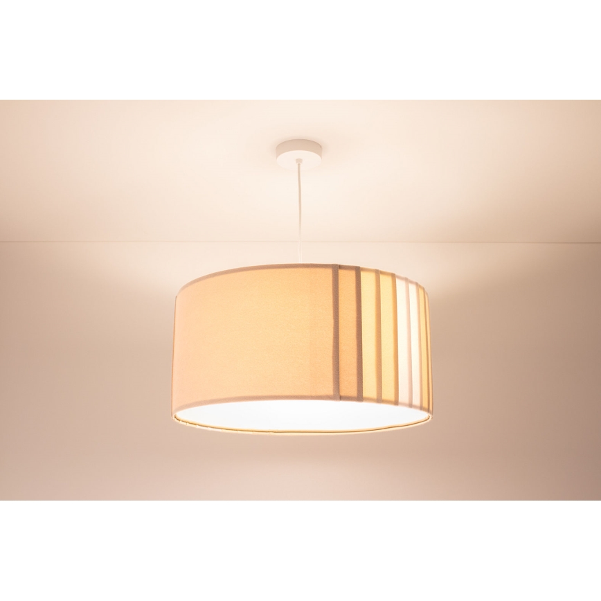 Lampada a sospensione su cavo STRIPES 1xE27/60W/230V Ø 40 cm beige