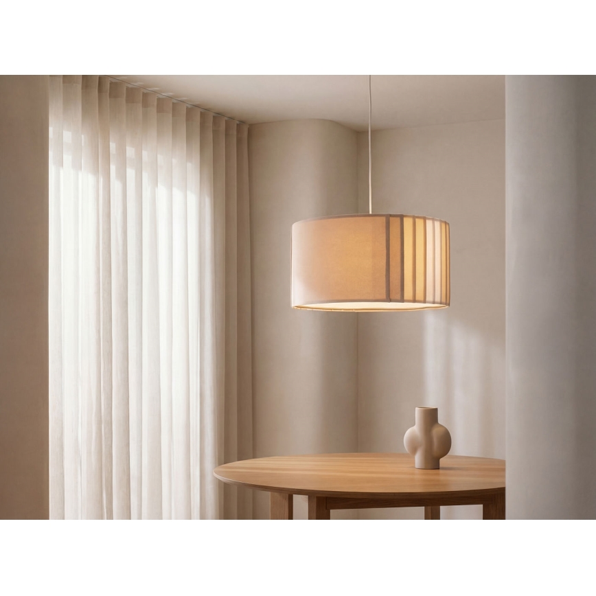 Lampada a sospensione su cavo STRIPES 1xE27/60W/230V Ø 40 cm beige