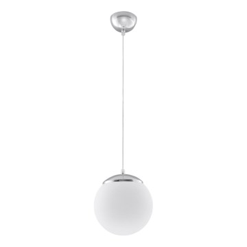 Lampada a sospensione su cavo UGO 1xE27/15W/230V Ø 20 cm bianco/cromo lucido
