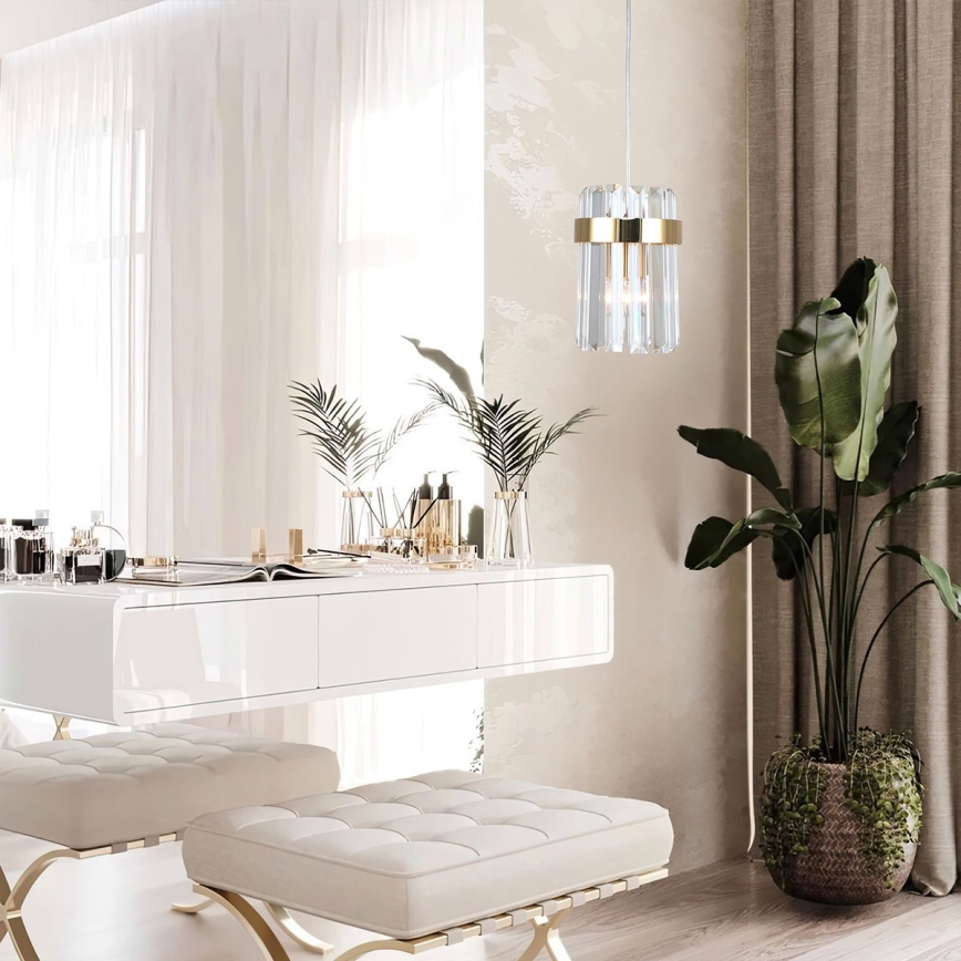 Lampada a sospensione su cavo VETRO 1xE14/10W/230V oro