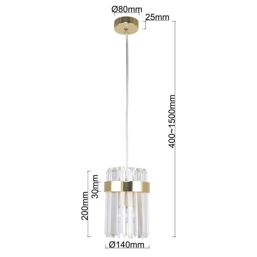 Lampada a sospensione su cavo VETRO 1xE14/10W/230V oro