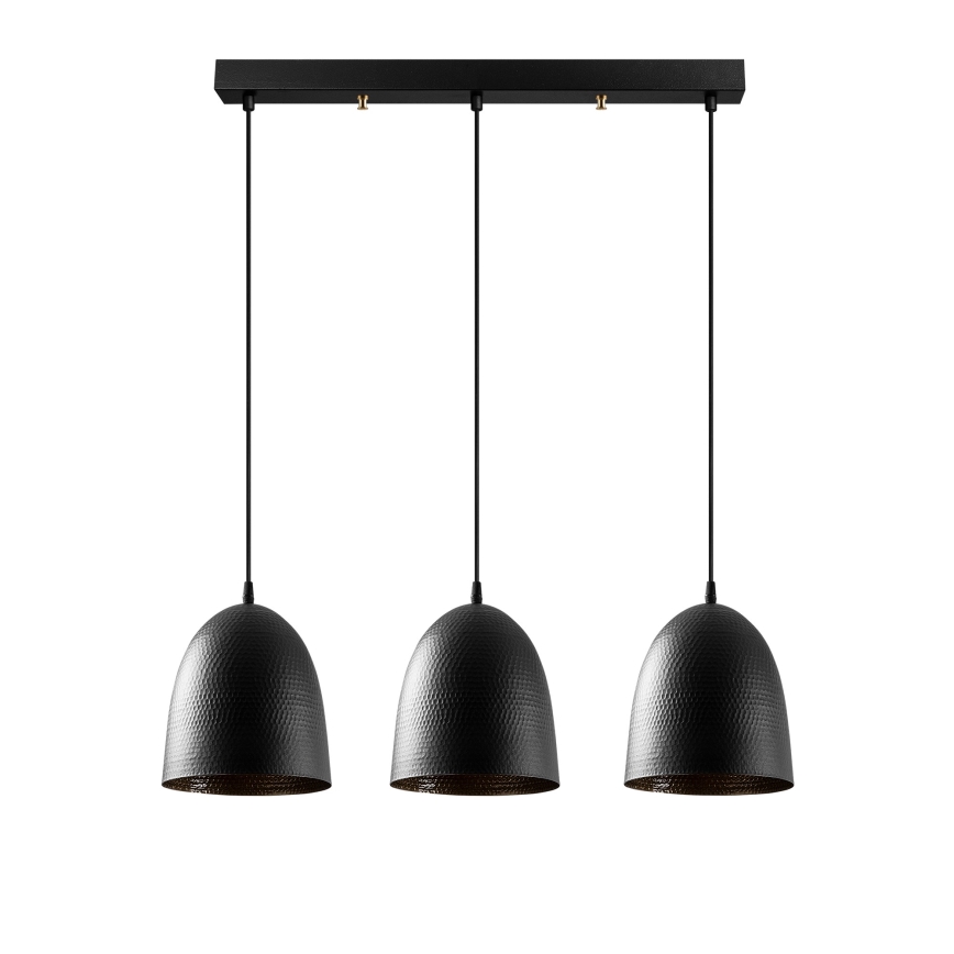 Lampada a sospensione TATTOO 3xE27/40W/230V nera