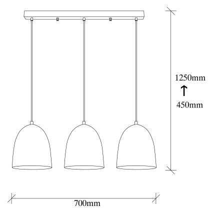 Lampada a sospensione TATTOO 3xE27/40W/230V nera