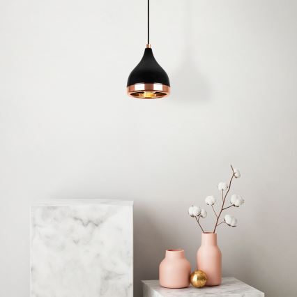 Lampada a sospensione YILDO 1xE27/40W/230V nera/rame